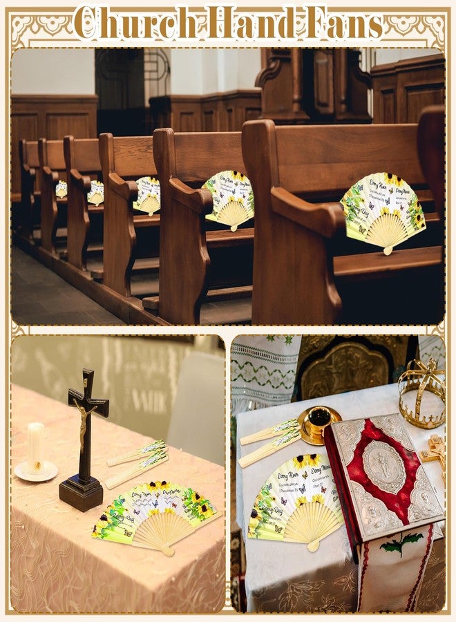 Youdaju 72 Pcs Christian Paper Hand Fans Foldable Church Handheld Fans Bulk Yellow Sunflower Foldable Bamboo Fan with Bamboo Frames Thank You Fan Vintage Handheld Fan for Bible Church Decorations Gift - Image 4